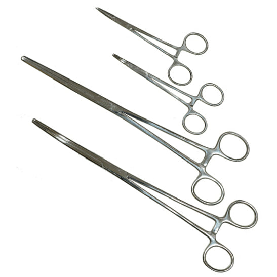 Ensemble de pinces hémostatiques Crawford Tool F4 droites 5, courbes 5, droites 10 et courbes 10 avec verrouillage