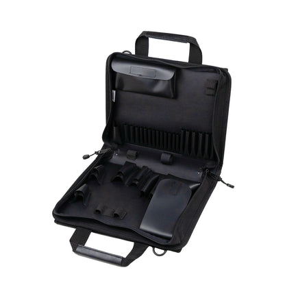 Trousse à outils souple à fermeture éclair Crawford 121-BLK, 35,5 x 25,5 x 6,5 cm, 36 poches pour outils, poche pour multimètre et grande pochette pour pièces.