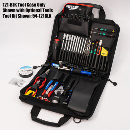 Trousse à outils souple à fermeture éclair Crawford 121-BLK, 35,5 x 25,5 x 6,5 cm, 36 poches pour outils, poche pour multimètre et grande pochette pour pièces.