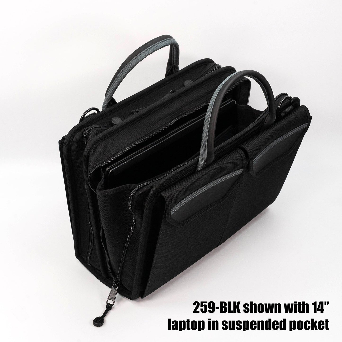 Trousse à outils souple à double compartiment et fermeture éclair Crawford 259-BLK avec rangement pour ordinateur portable, 40,6 x 29,2 x 15,2 cm