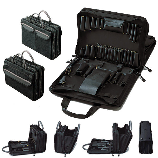 Trousse à outils Crawford Metric pour techniciens de maintenance sur site - 55M-259BLK, dans une mallette zippée à 2 compartiments avec rangement pour ordinateur portable.