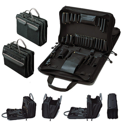 Trousse à outils Crawford Metric pour techniciens de maintenance sur site - 55M-259BLK, dans une mallette zippée à 2 compartiments avec rangement pour ordinateur portable.