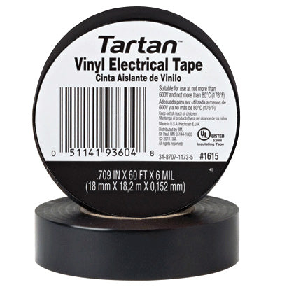 Ruban isolant électrique en vinyle tartan 3M 1615, 19 mm (0,70 po) x 18,3 m (60 pi)