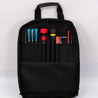 Trousse à outils Crawford Basic pour photocopieur avec tournevis JIS Vessel - 40 V - BP4 dans une mallette à outils zippée à 4 compartiments.