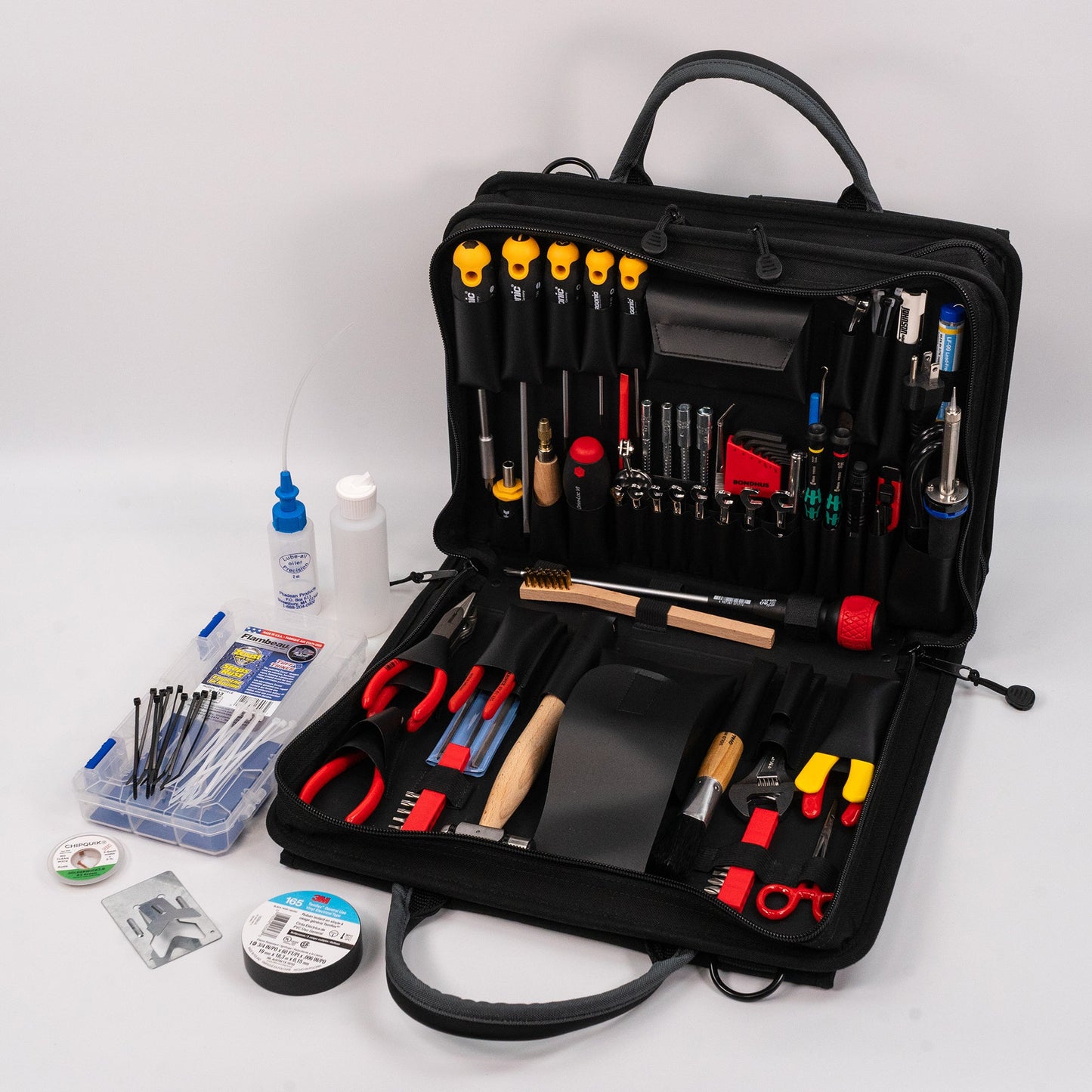 Kit d'outils pour photocopieur haut de gamme Crawford - 52-259BLK dans une mallette à 2 compartiments avec rangement pour ordinateur portable