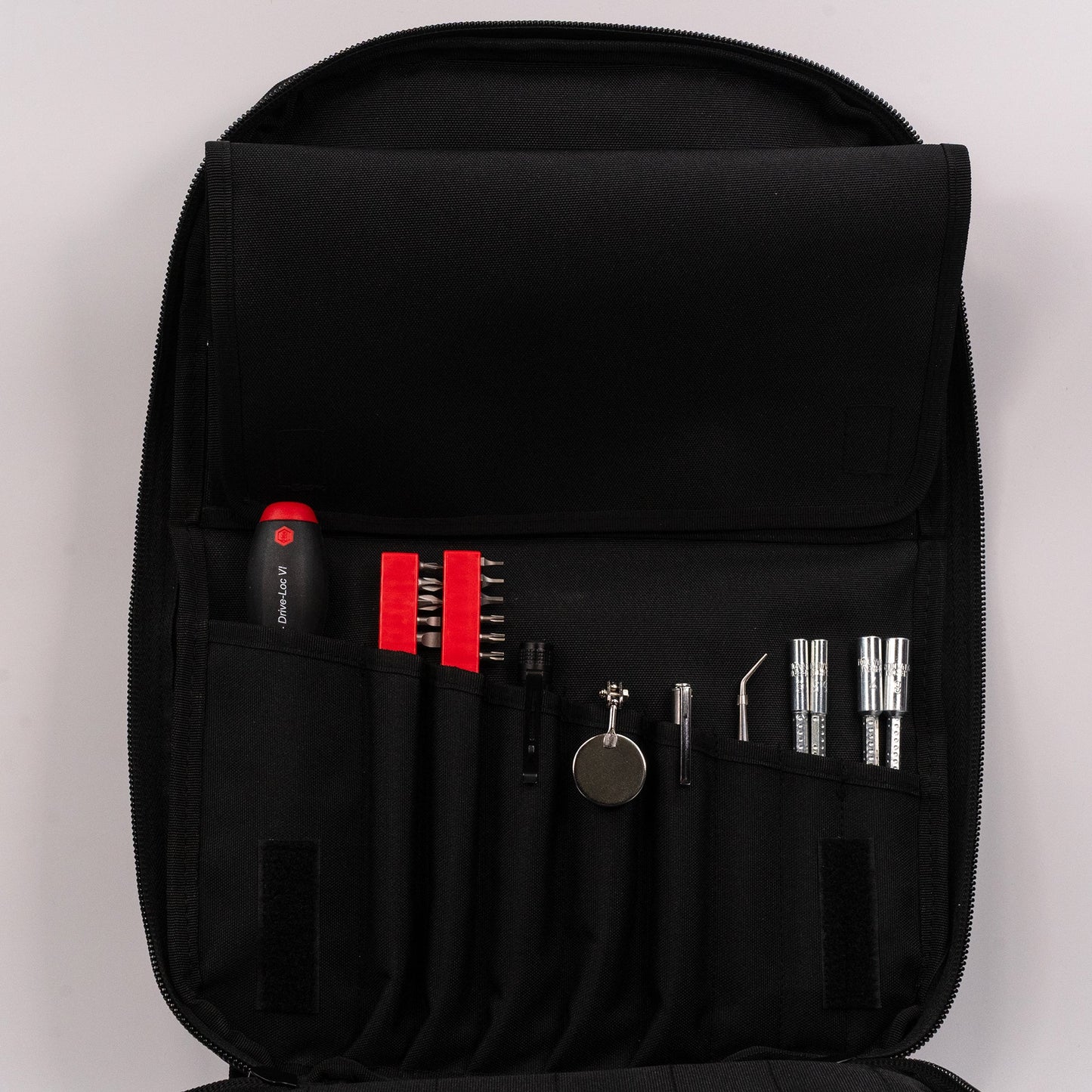 Trousse à outils haut de gamme Crawford pour photocopieurs - 52-BP6, étui à outils à 6 panneaux de type sac à dos avec fermeture éclair