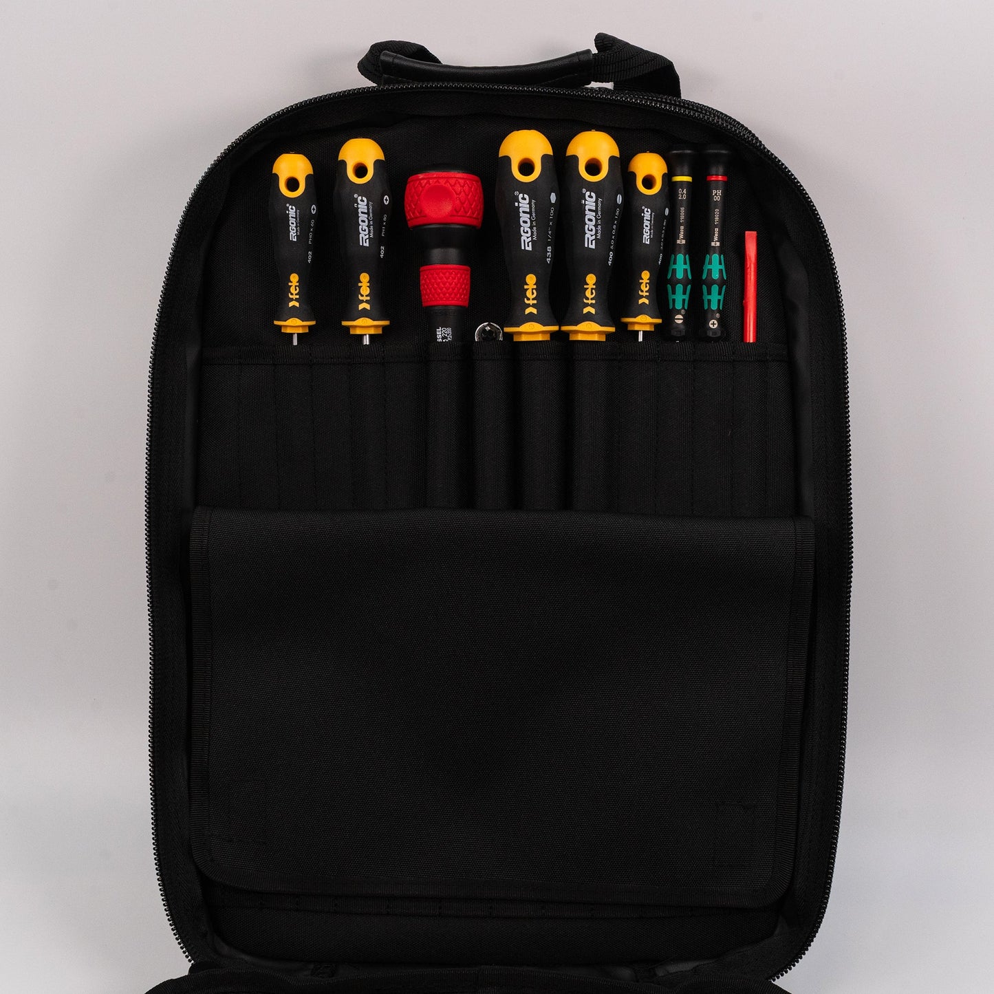 Trousse à outils haut de gamme Crawford pour photocopieurs - 52-BP6, étui à outils à 6 panneaux de type sac à dos avec fermeture éclair