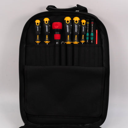 Trousse à outils haut de gamme Crawford pour photocopieurs - 52-BP6, étui à outils à 6 panneaux de type sac à dos avec fermeture éclair