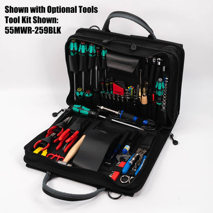 Trousse à outils souple à double compartiment et fermeture éclair Crawford 259-BLK avec rangement pour ordinateur portable, 40,6 x 29,2 x 15,2 cm