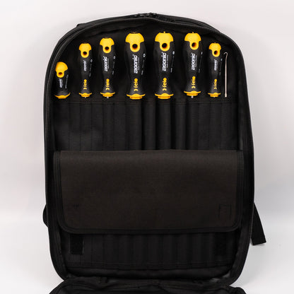 Trousse à outils universelle Crawford pour l'électronique - 63-BP4 dans une mallette à outils à sac à dos à 4 panneaux