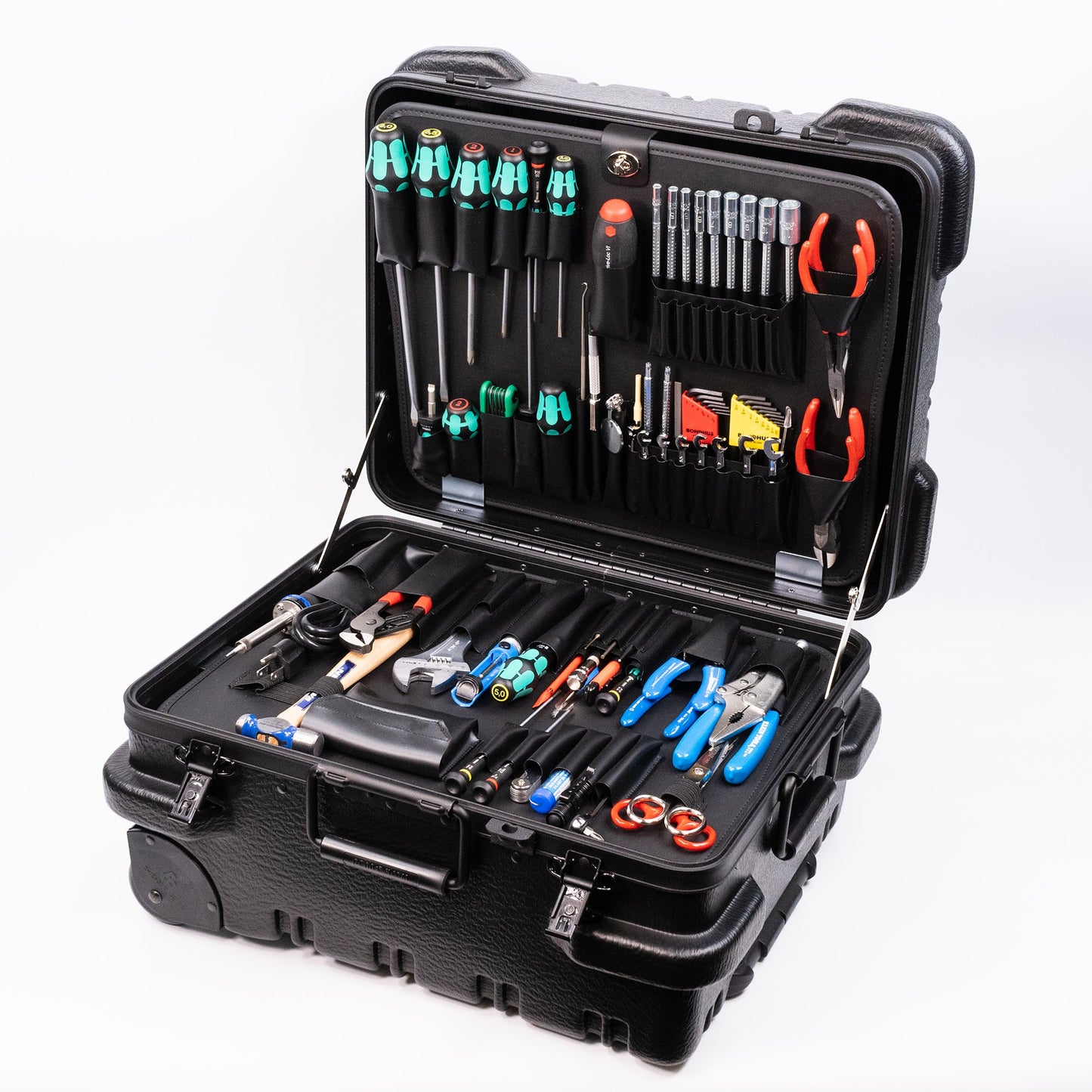 Coffret à outils roulant Crawford Premium Metric pour ingénieurs de terrain - 89MWR-M350B dans une mallette à outils militaire à roulettes de 10 pouces de profondeur