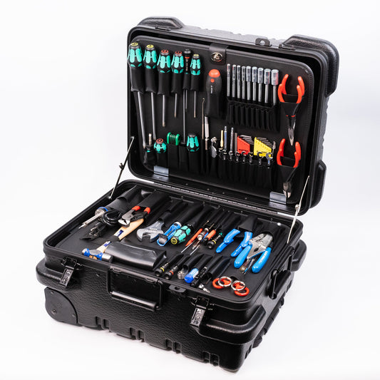 Coffret à outils roulant Crawford Premium Metric pour ingénieurs de terrain - 89MWR-M350B dans une mallette à outils militaire à roulettes de 10 pouces de profondeur
