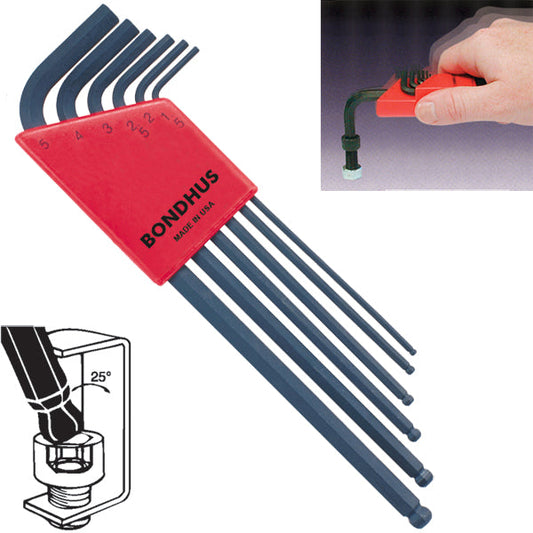 Jeu de 6 clés hexagonales métriques à tête sphérique Bondhus 10946, de 1,5 mm à 5 mm