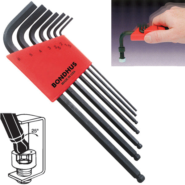 Jeu de 7 clés hexagonales métriques à tête sphérique Bondhus 10992, de 1,5 mm à 6 mm