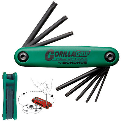 Bondhus 12636 Gorilla Grip Jeu de 7 vis Torx pliables inviolables TR7 à TR25 (également appelées Torx de sécurité)