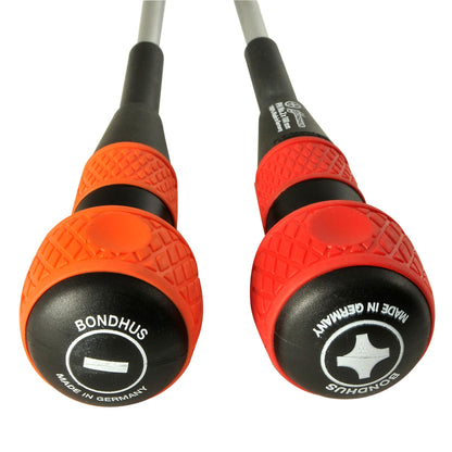 Jeu de tournevis magnétiques à poignée sphérique Bondhus Germany 88122 (2 pièces) : cruciforme n° 2 et plat 1/4".