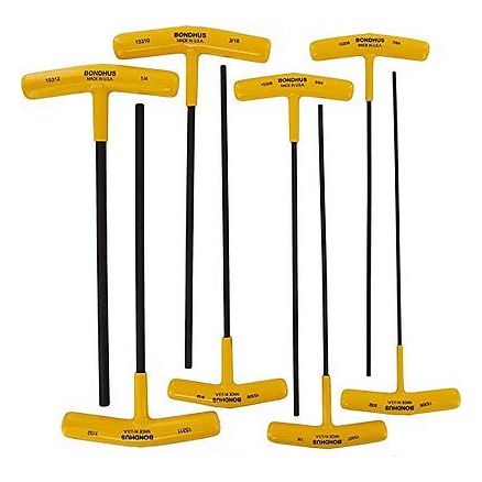 Jeu de 8 tournevis hexagonaux à poignée en T Bondhus 15332, de 3/32 à 1/4