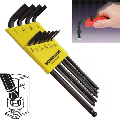 Jeu de 10 clés hexagonales à tête sphérique Bondhus 10938, de 1/16 à 1/4 de pouce