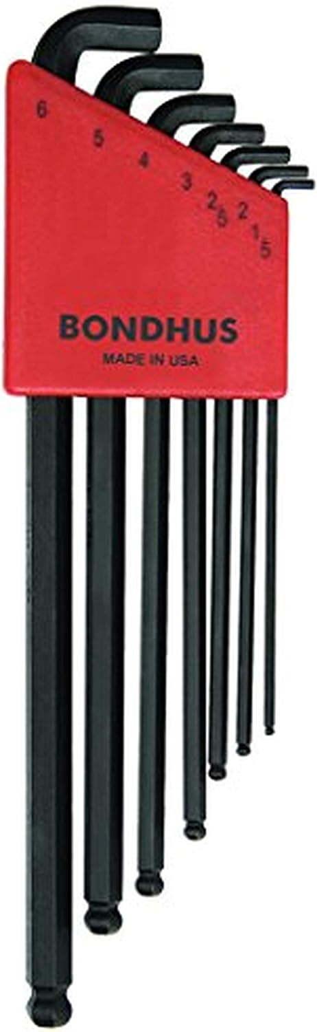 Jeu de clés hexagonales métriques courtes à tête sphérique Bondhus 16592 de 1,5 mm à 6 mm (clés en L courtes)