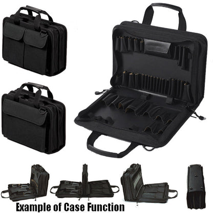 Trousse à outils souple à fermeture éclair Crawford CFSD5-BLK, double face, 2 compartiments, 40,6 x 27,9 x 12,7 cm, 45 poches pour outils et pochette pour pièces.