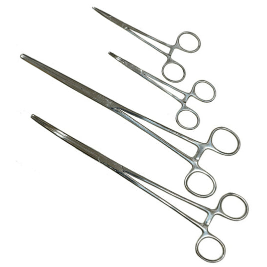 Ensemble de pinces hémostatiques Crawford Tool F4 droites 5, courbes 5, droites 10 et courbes 10 avec verrouillage