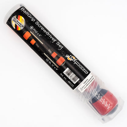 Jeu de tournevis magnétiques à poignée sphérique Bondhus Germany 88122 (2 pièces) : cruciforme n° 2 et plat 1/4".