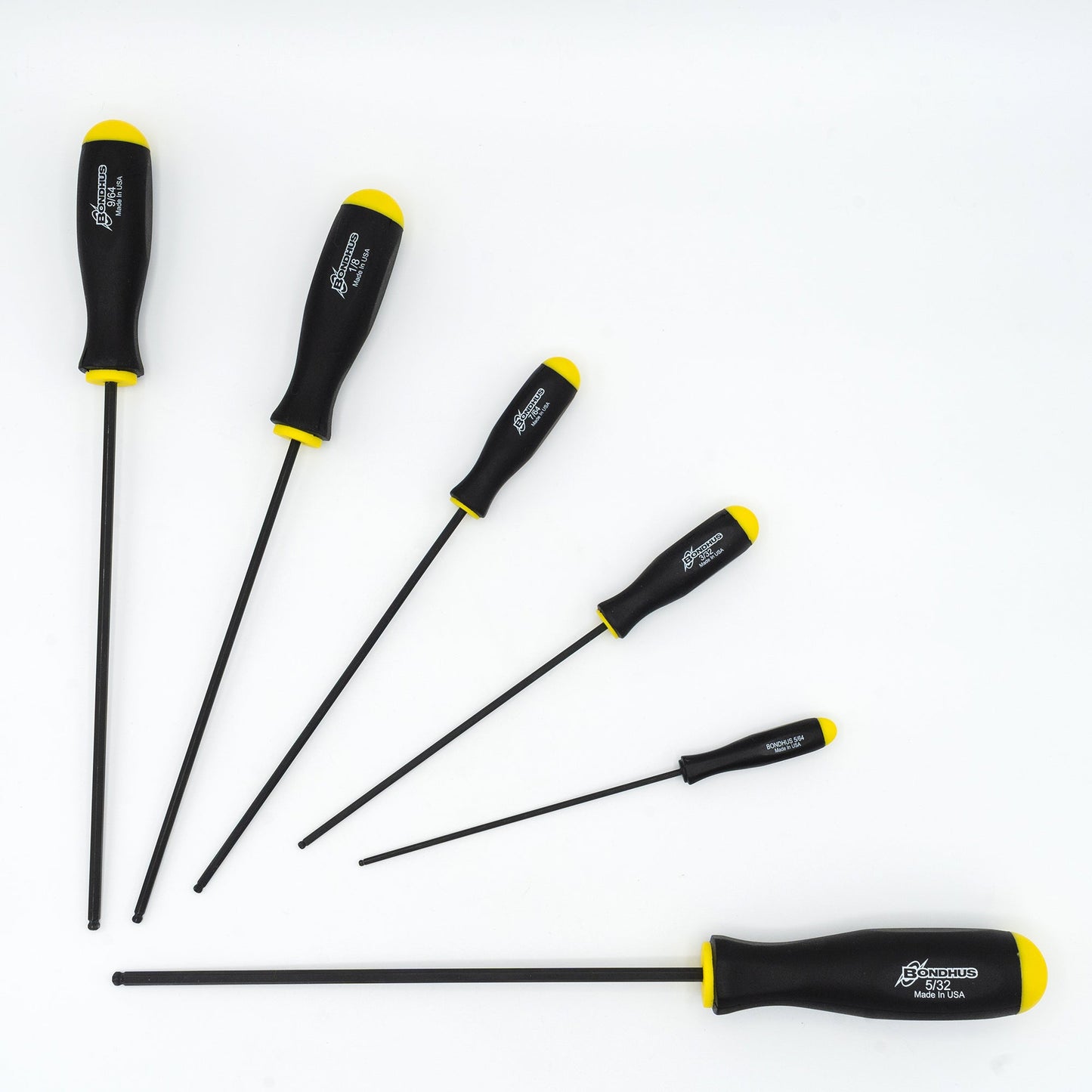 Jeu de 6 tournevis hexagonaux à tête sphérique longue Bondhus S1076 (5/64 à 5/32)