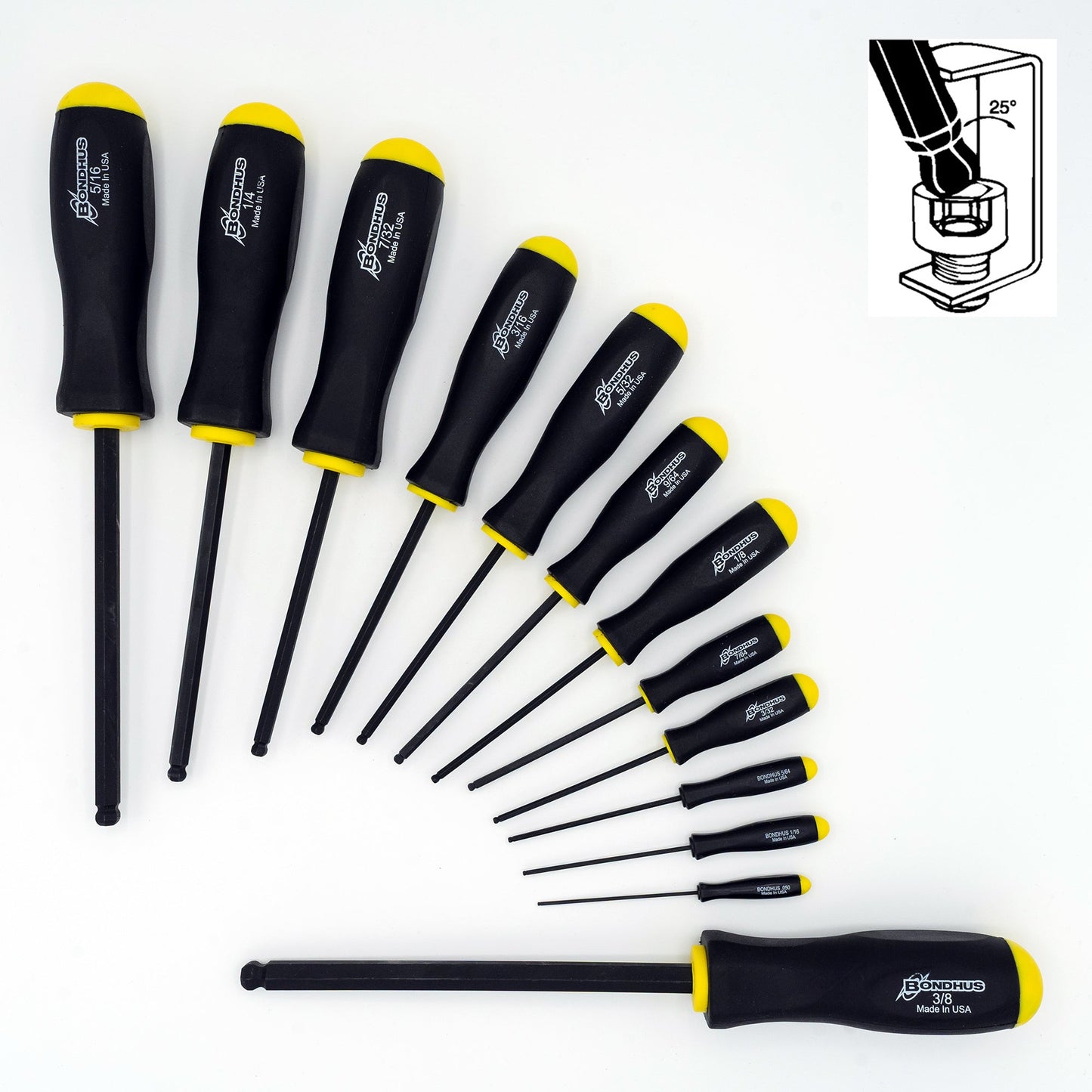 Jeu de tournevis à bille Bondhus 10637, 0,050 à 3/8, 13 pièces