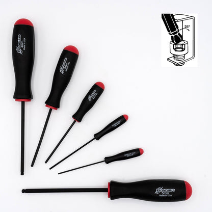 Jeu de 6 tournevis hexagonaux à tête sphérique Bondhus 10686 (métriques), de 1,5 mm à 5 mm