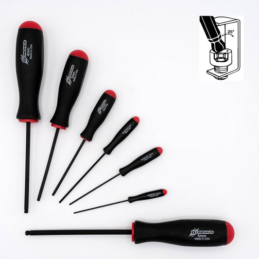 Jeu de 7 tournevis hexagonaux à tête sphérique Bondhus 10687 (métriques, de 1,27 mm à 5 mm)