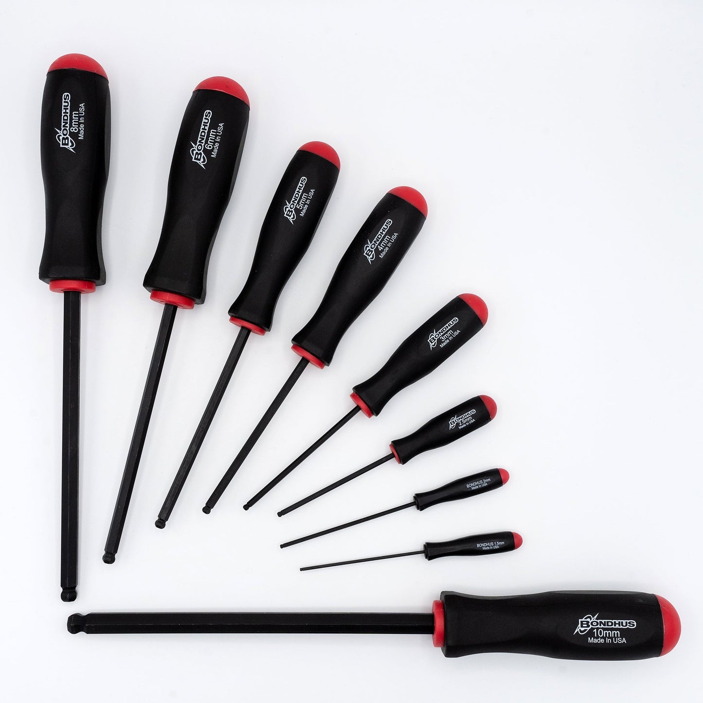 Jeu de tournevis à bille métriques Bondhus 10699, 9 pièces, de 1,5 mm à 10 mm